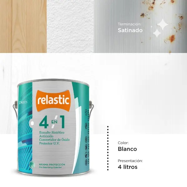 [BS4] 4 en 1 Esmalte Multifunción Satinado (Blanco, 4 Litros)