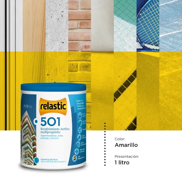 [501AMA1] 501 Recubrimiento Multipropósito Mate (Amarillo, 1 Litro)