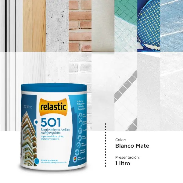 [5011] 501 Recubrimiento Multipropósito Mate (Blanco, 1 Litro)