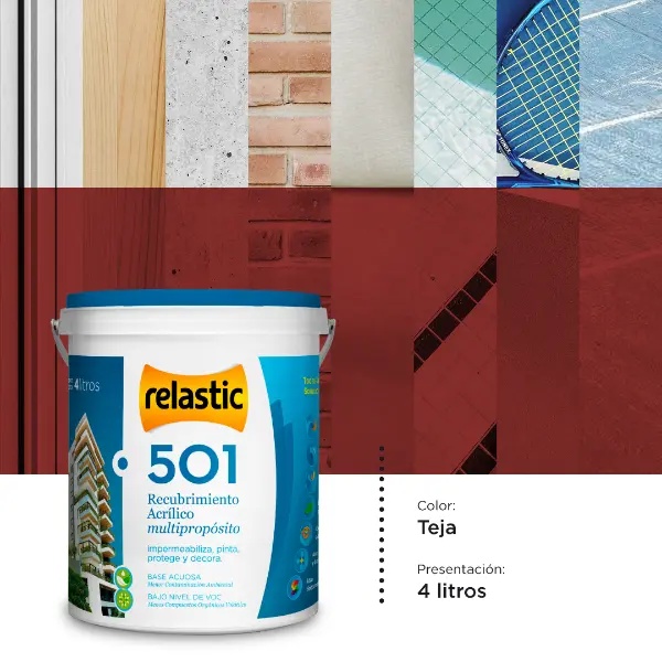 [501T4] 501 Recubrimiento Multipropósito Mate (Teja, 4 Litros)