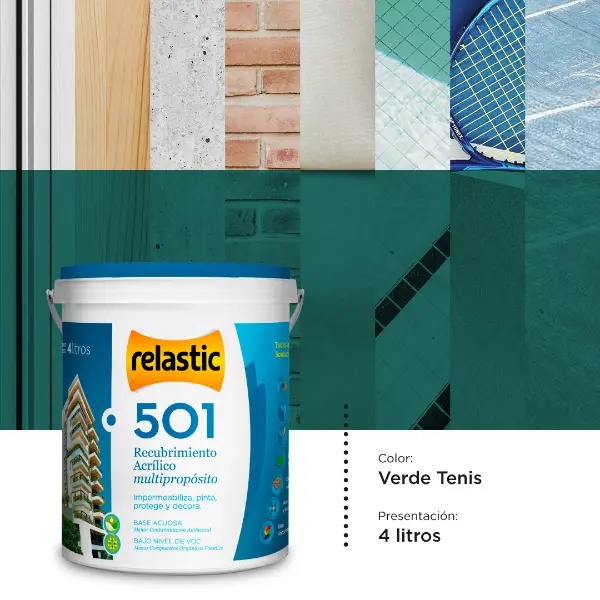 [501VT4] 501 Recubrimiento Multipropósito Mate (Verde Tenis, 4 Litros)
