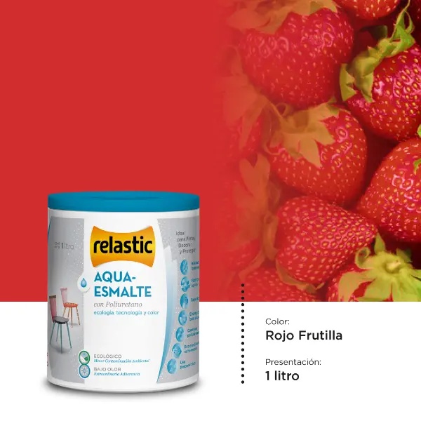 [AERF1] Aqua Esmalte al Agua con Poliuretano (Rojo Frutilla, 1 Litro)