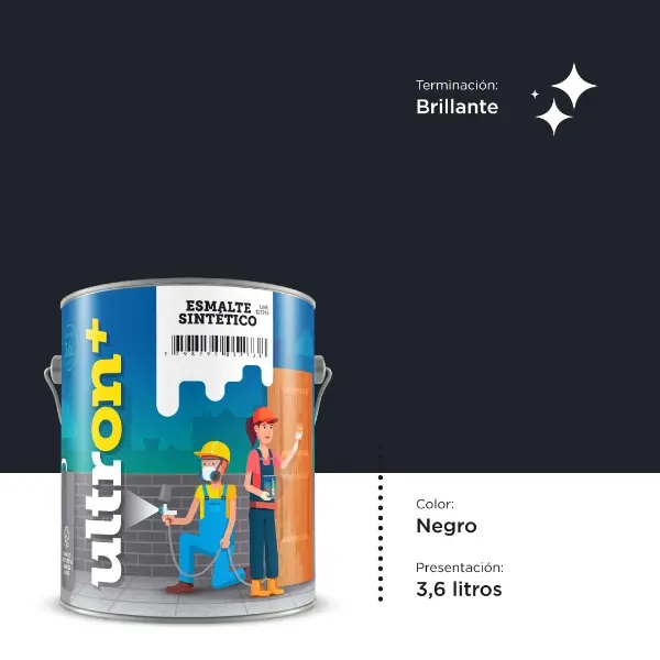 [UN4] Ultron Esmalte Sintetico (Negro, 3.6 Litros)
