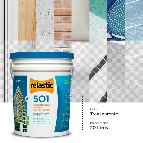 [501TR20] 501 Recubrimiento Multipropósito Mate (Transparente, 20 Litros)