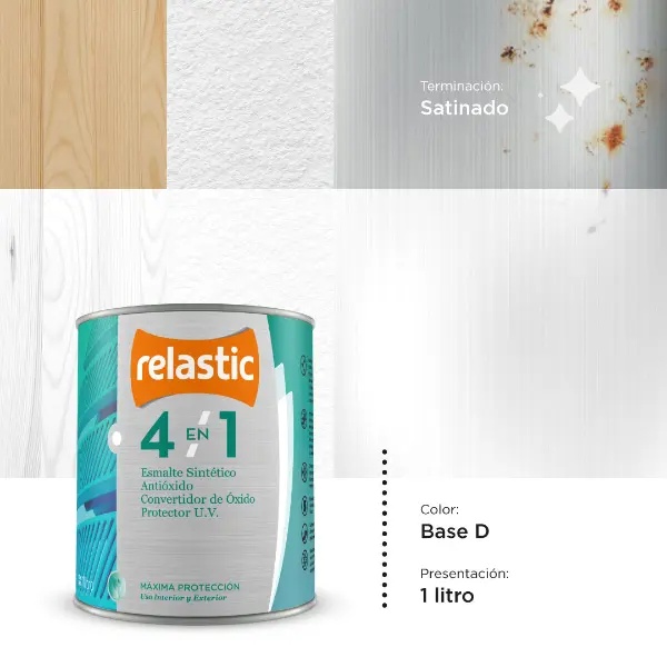 [41BDS1] 4 en 1 Esmalte Multifunción Satinado (Base D, 1 Litro)