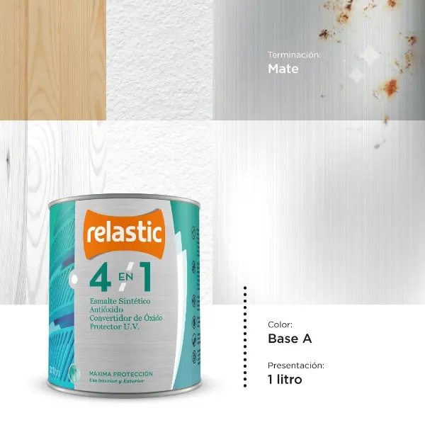 [41BAM1] 4 en 1 Esmalte Multifunción Mate (Base A, 1 Litro)
