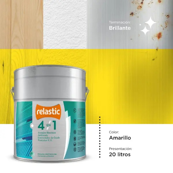 [41A20] 4 en 1 Esmalte Multifunción Brillante (Amarillo, 20 Litros)