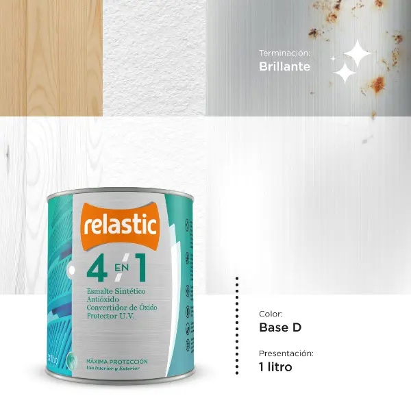 [41BD1] 4 en 1 Esmalte Multifunción Brillante (Base D, 1 Litro)